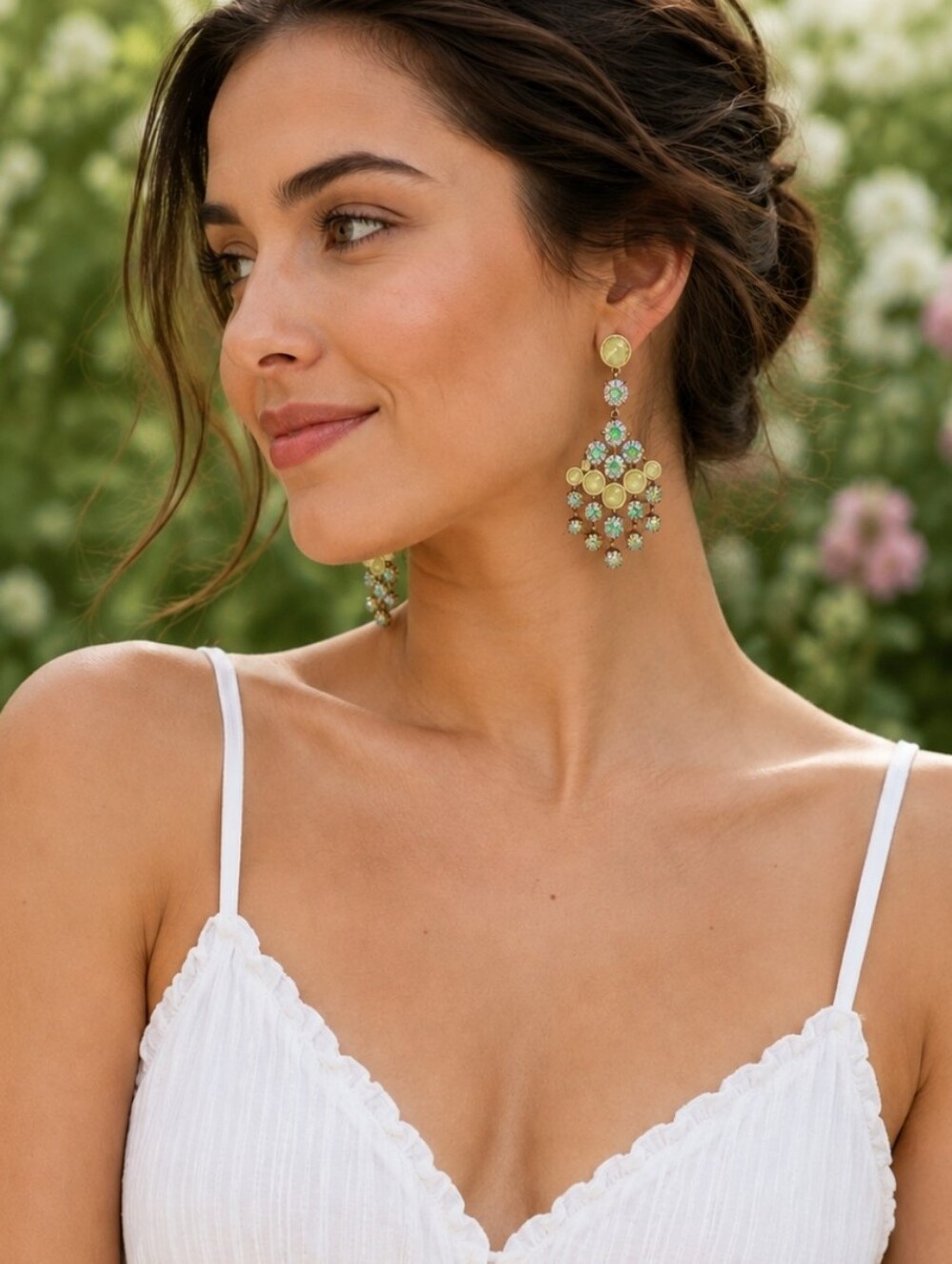 J. Crew Brulee Enameled Aurora Borealis Coated Faceted Lemon Faceted Earrings